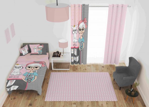 ست پرده و روتختی طرح دختر Girl 28