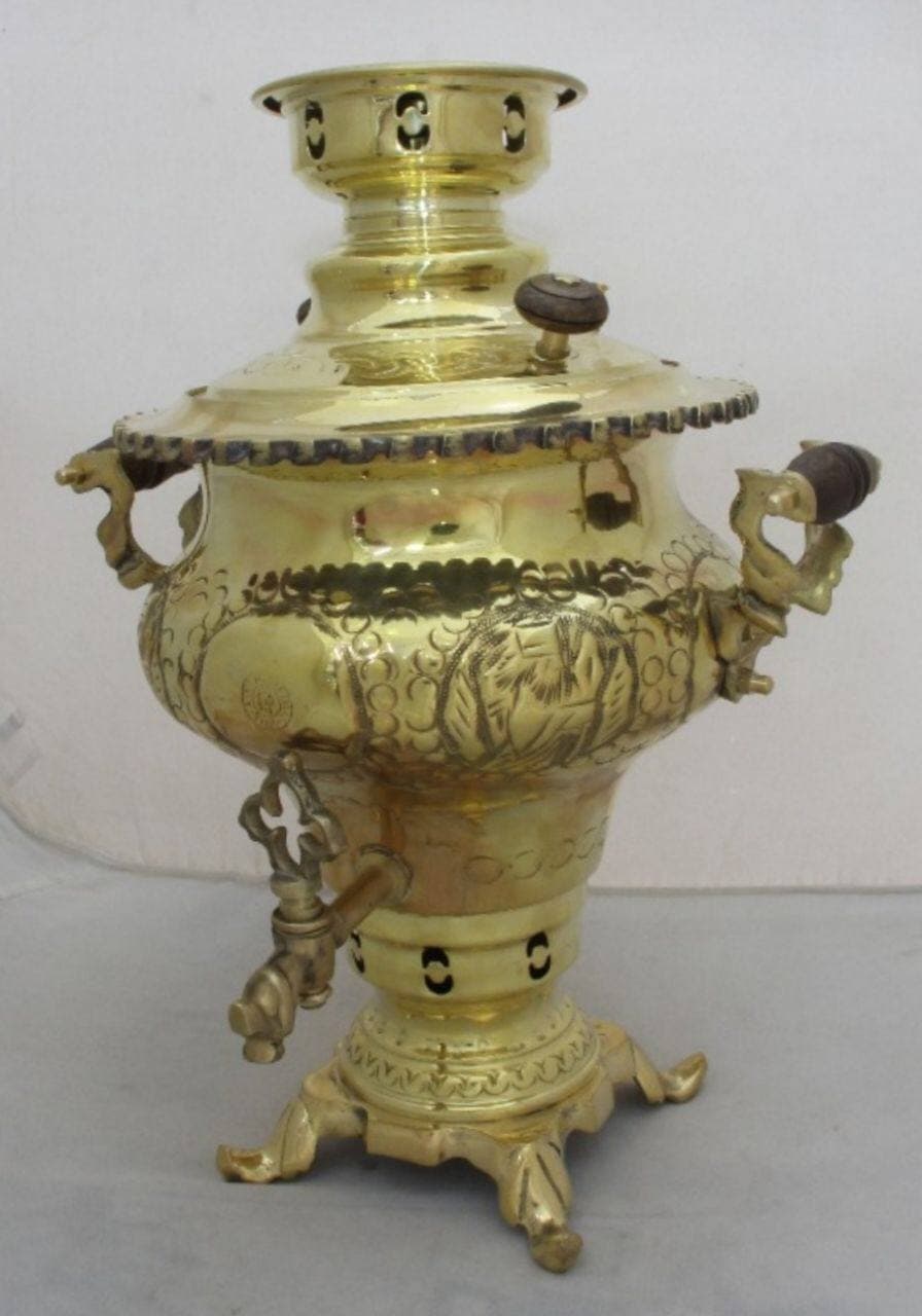 سماور ونوش ۴ لیتری ویکتوریا قلم سنتی لبه ریختگی زغالی A1