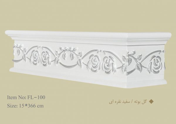 قاب چوبی پرده گل بوته / سفید نقره ای