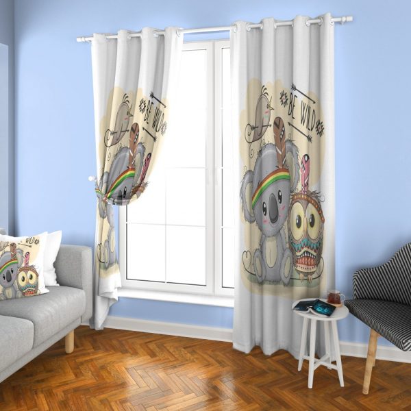 پرده چاپی طرح جغد و کوآلا DH1008