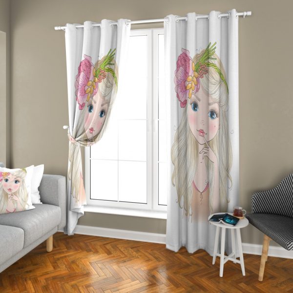 پرده چاپی طرح دختر DH1009