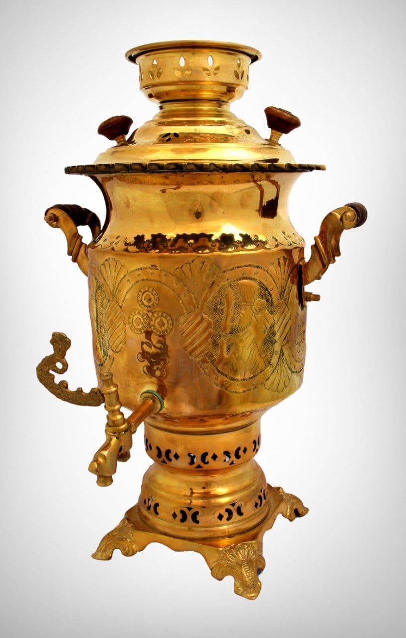 سماور ونوش ۶ لیتری ارکیده لبه ریختگی قلم سنتی زغالی A101