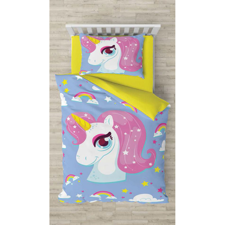 روتختی و ملحفه (یک نفره) طرح اسب تک شاخ کد ۱۰۵۳