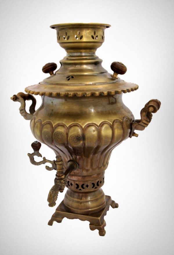 سماور ونوش 4 لیتری ویکتوریا لبه ریختگی ساده تَرکدار زغالی ( آنتیک) A107