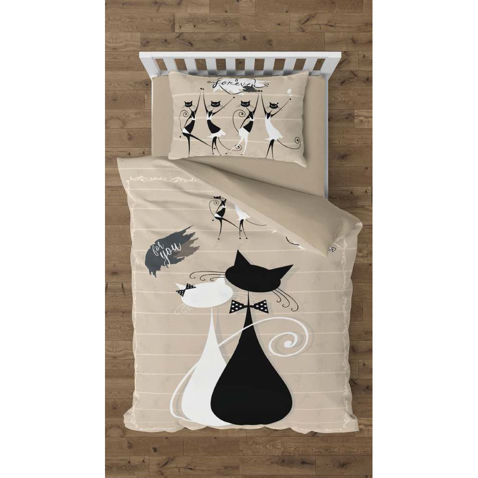 روتختی و ملحفه (یک نفره) طرح گربه کد ۱۰۷۷