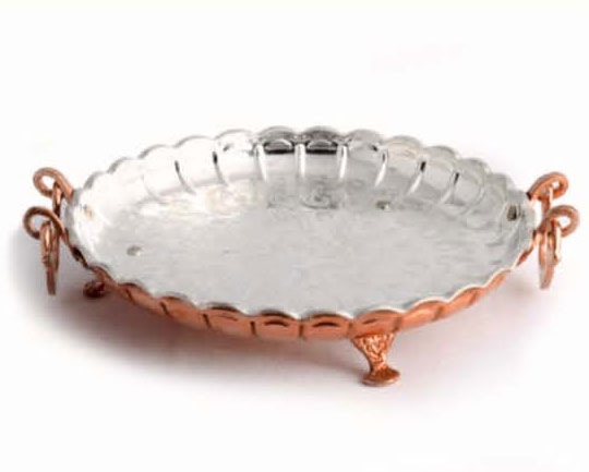 سینی سنتی یزدی دسته پایه دار یکروسفید مدل ۳۱۱۴