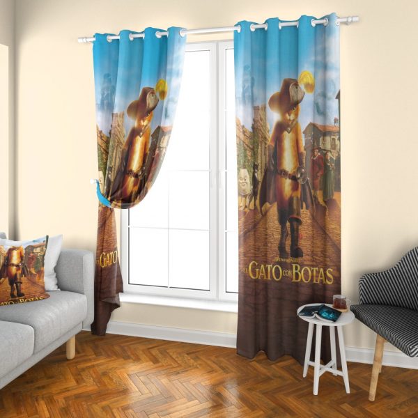 پرده چاپی طرح گربه شرک DH1090