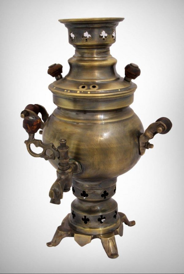 سماور ونوش ۱/۵ لیتری روسی ساده زغالی ( آنتیک) A117