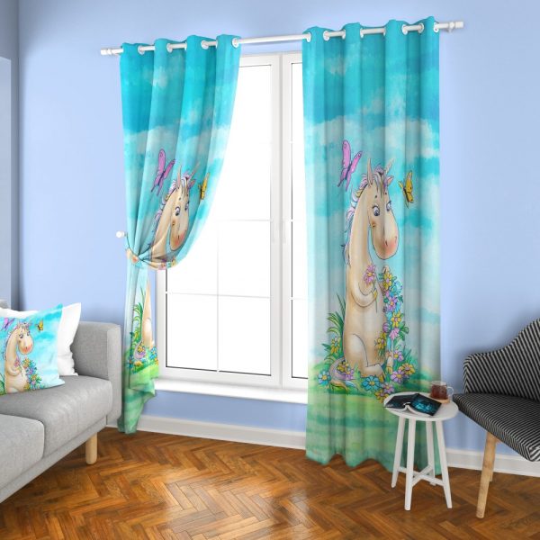 پرده چاپی طرح اسب تک شاخ DH1416