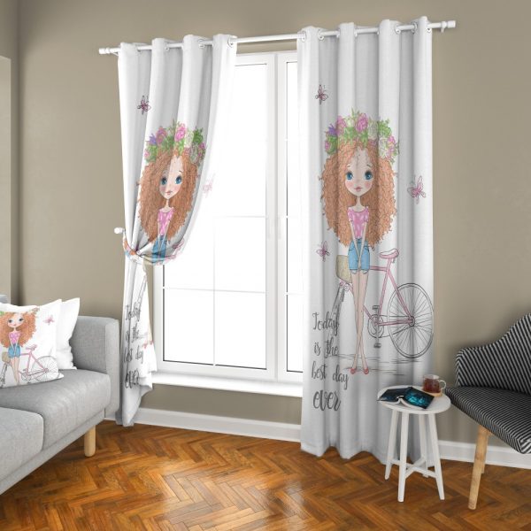 پرده چاپی طرح دختر DH1418