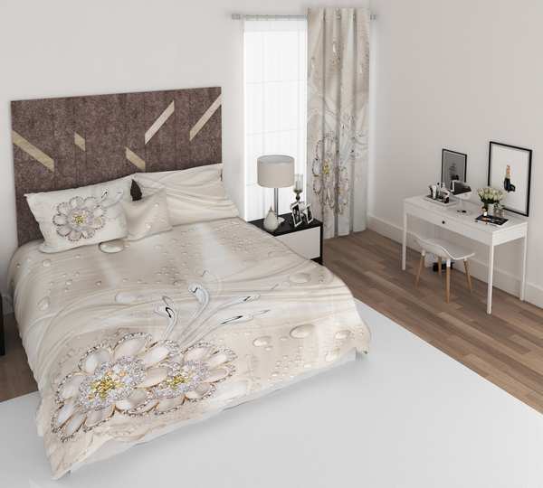 ست پرده و روتختی طرح گل Flower 70