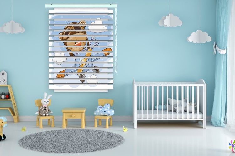 پرده زبرا طرح کودک (خرس پرنده) کد ZB1656