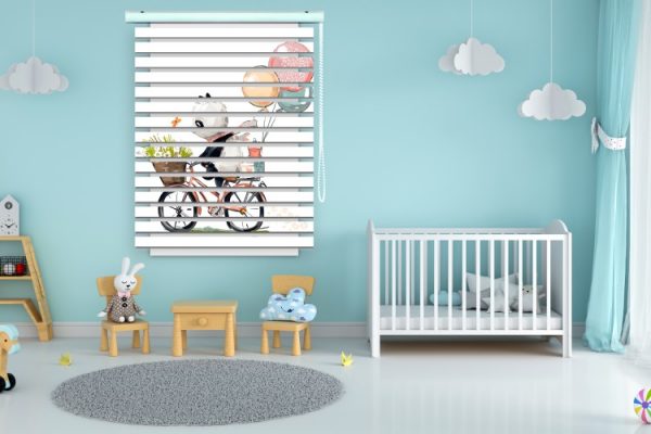 پرده زبرا طرح کودک (پاندا دوچرخه سوار) کد ZB1658