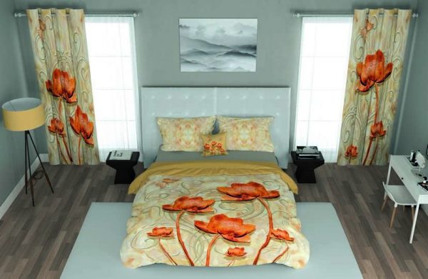 ست پرده و روتختی طرح گل Flower 91