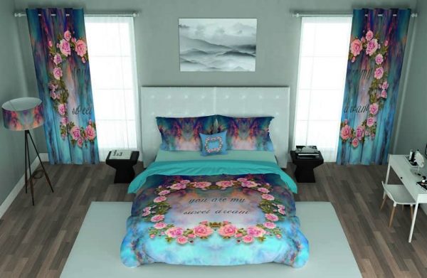 ست پرده و روتختی طرح گل Flower 95