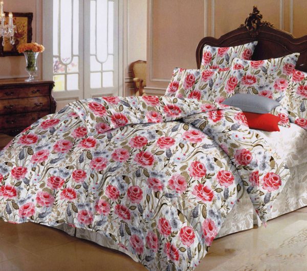 روتختی و ملحفه (دو نفره) طرح گل رز کد 176-Rose-Floower