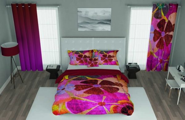 ست پرده و روتختی طرح گل Flower 109