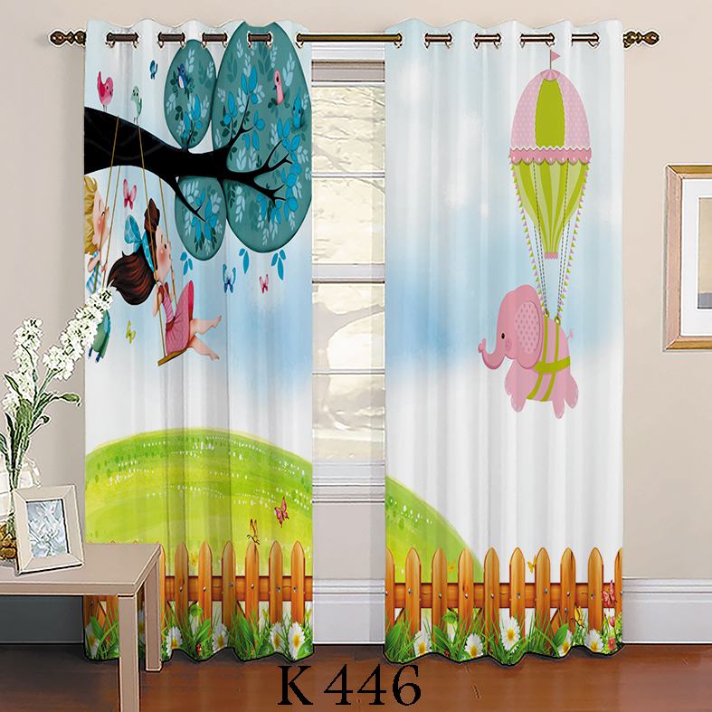 پرده چاپی طرح دختر و فیل k 446