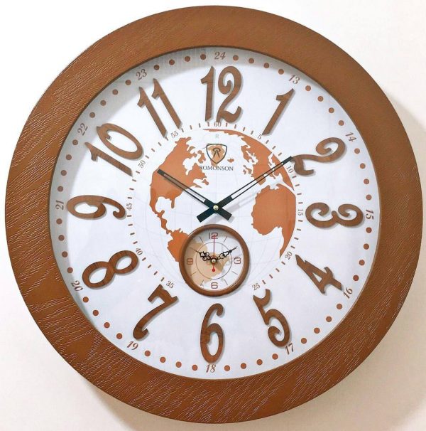 ساعت دیواری رومانسون دوزمانه شماره چوبی کد WD202-2