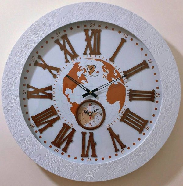 ساعت دیواری رومانسون دوزمانه شماره چوبی کد WD202-2