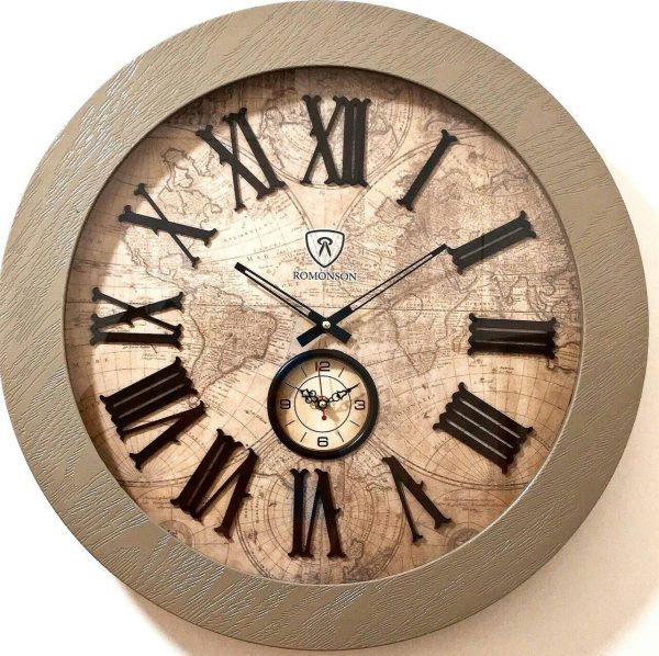 ساعت دیواری رومانسون دوزمانه شماره چوبی کد WD202-2