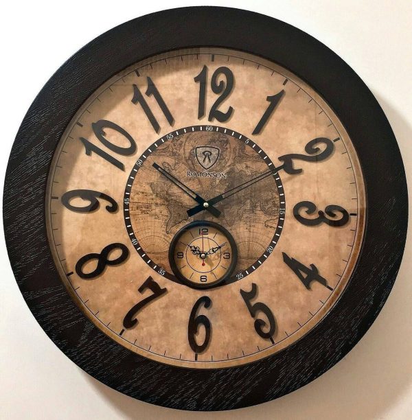 ساعت دیواری رومانسون دوزمانه شماره چوبی کد WD202-2