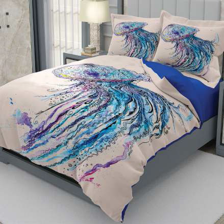 روتختی و ملحفه (دو نفره) طرح عروس دریایی کد ۲۰۵۲