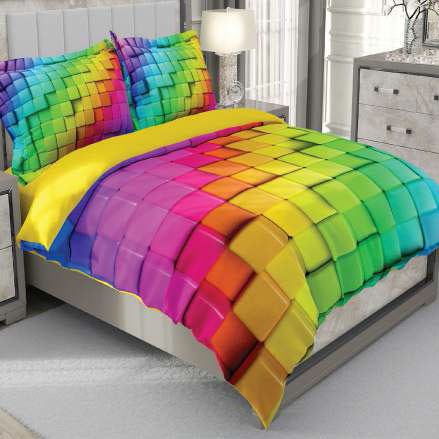 روتختی و ملحفه (دو نفره) طرح رنگی کد ۲۰۶۰