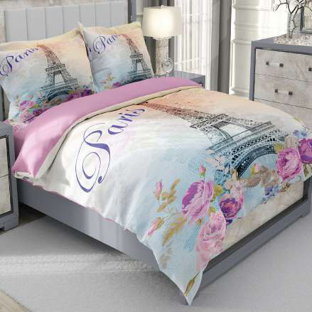 روتختی و ملحفه (دو نفره) طرح پاریس کد ۲۰۶۹