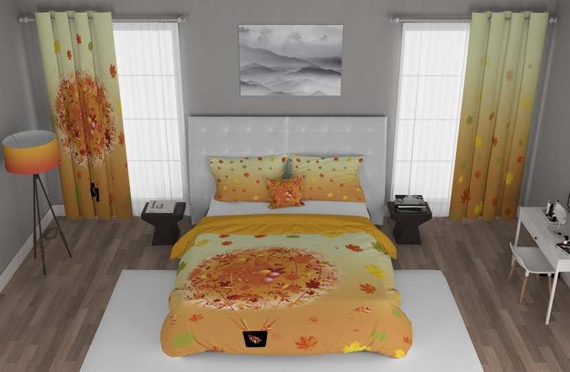 ست پرده و روتختی طرح گل Flower 135