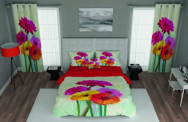 ست پرده و روتختی طرح گل Flower 138