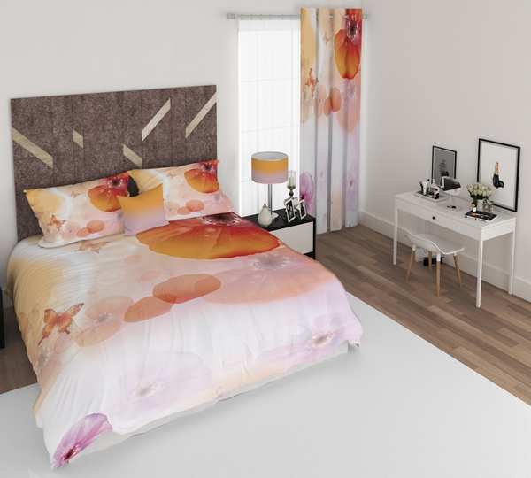 ست پرده و روتختی طرح گل Flower 139