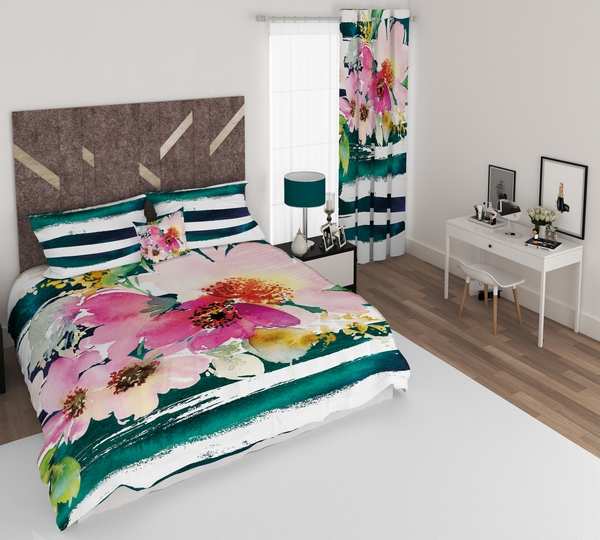 ست پرده و روتختی طرح گل Flower 144