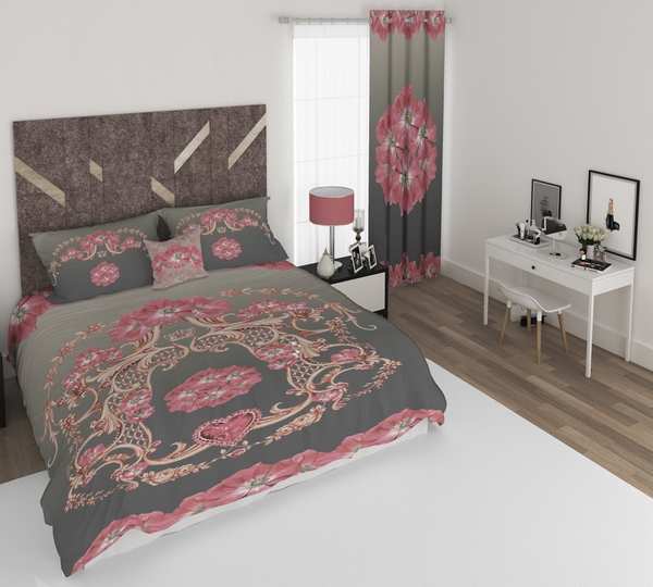 ست پرده و روتختی طرح گل Flower 155