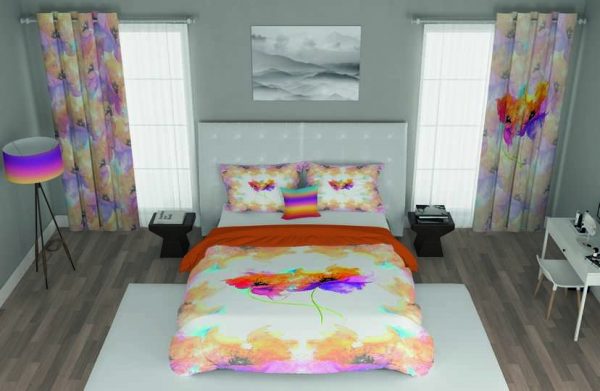 ست پرده و روتختی طرح گل Flower 157