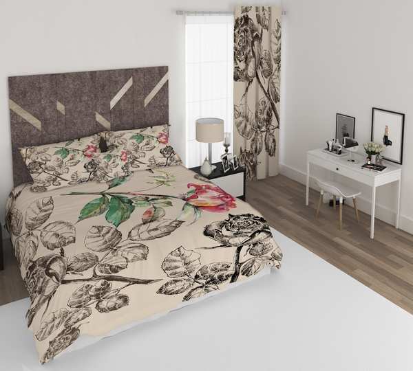 ست پرده و روتختی طرح گل Flower 160