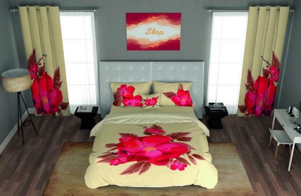 ست پرده و روتختی طرح گل Flower 163