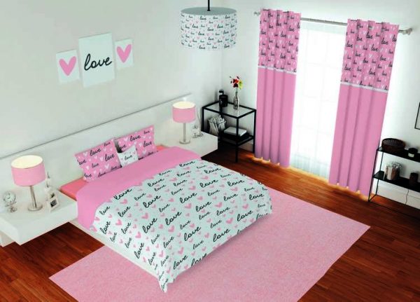 ست پرده و روتختی طرح قلب Heart 172