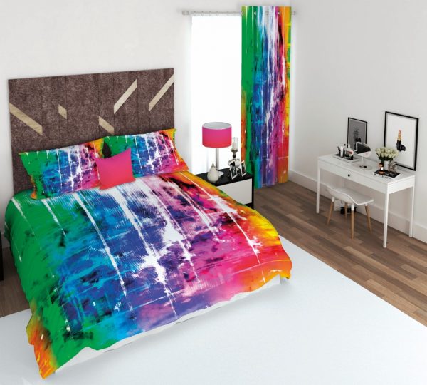 ست پرده و روتختی طرح رنگارنگ 283