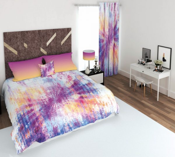 ست پرده و روتختی طرح رنگارنگ 284