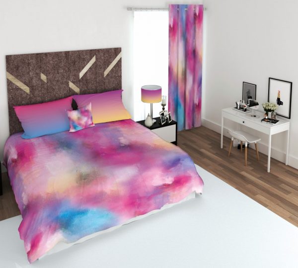 ست پرده و روتختی طرح رنگارنگ 285