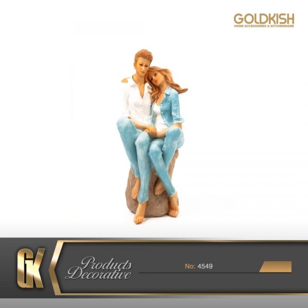 مجسمه زن و مرد نشسته روی سنگ مدل 4549