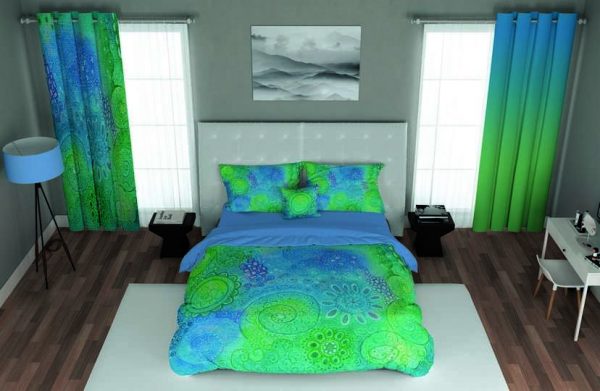 ست پرده و روتختی طرح رنگی colorful 193