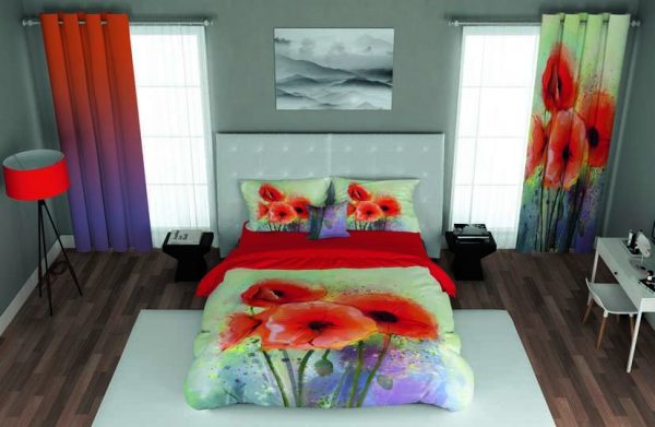 ست پرده و روتختی طرح گل Flower 195