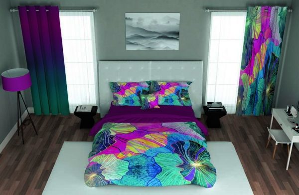 ست پرده و روتختی طرح گل Flower 196