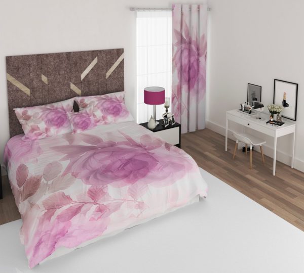 ست پرده و روتختی طرح گل 304