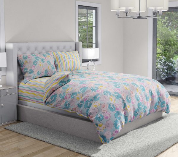 روتختی و ملحفه (دو نفره) طرح رز کد 332-Blue-Rose