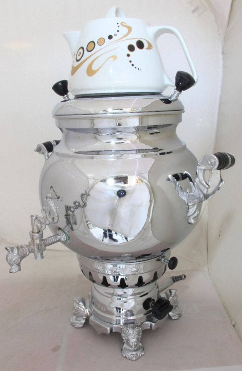 سماور ونوش ۱۰ لیتری روسی ساده سه کاره A34