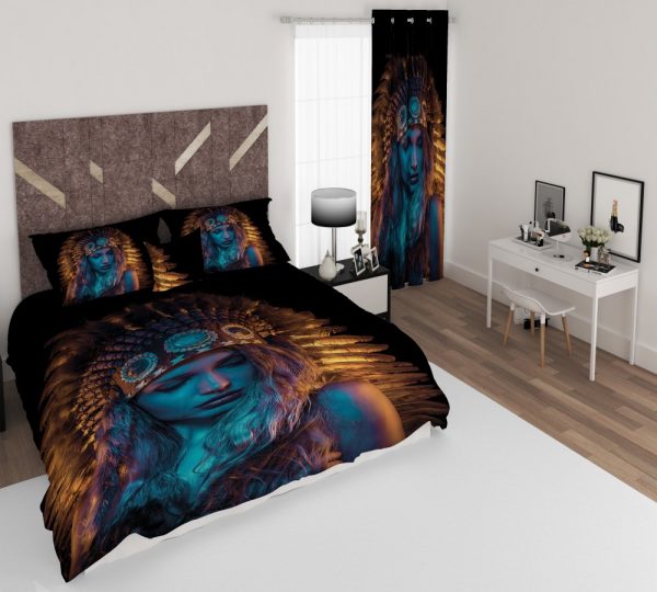 ست پرده و روتختی طرح دختر سرخپوست 386