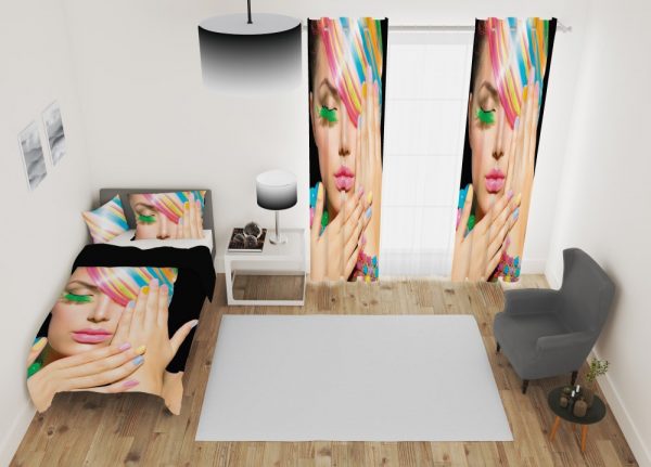 ست پرده و روتختی طرح دختر 392